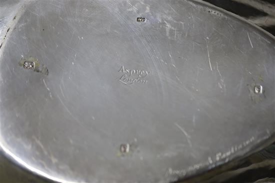 A large 1960s silver dish designed and made by A. Rawlinson and retailed by Asprey, 51 oz.